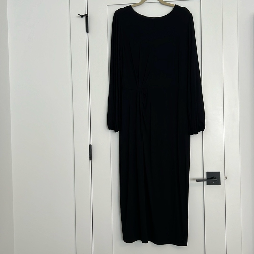 NWT black Boden jersey maxi dress with waist detail, size 14